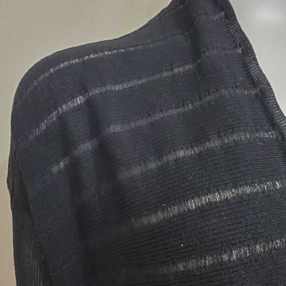 Eileen Fisher Black semi Sheer Open Front Cardigan Women PS Petite Small Viscose - Picture 2 of 8